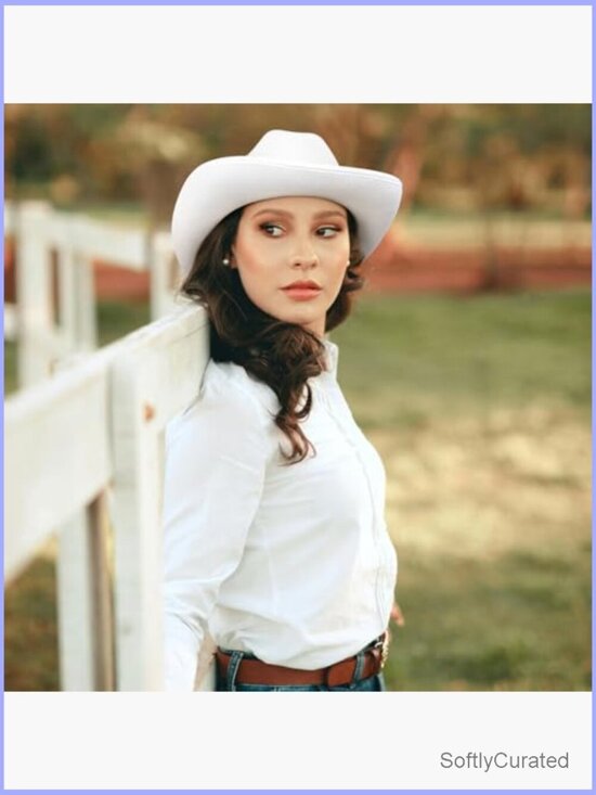 Felt Cowgirl Cowboy Hat with Removable Belt Buckle Wide Brim Western Unisex